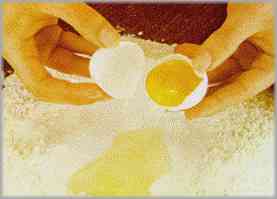 Romper un huevo en el centro de la harina y añadir otros 50 gr. de azúcar, la mantequilla derretida y una pizca de sal.
