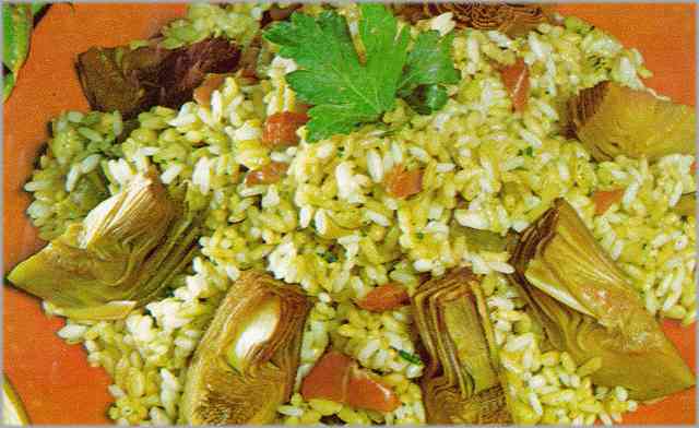 Arroz con alcachofas