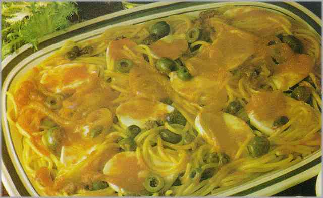 Espaguetis a la mozzarella