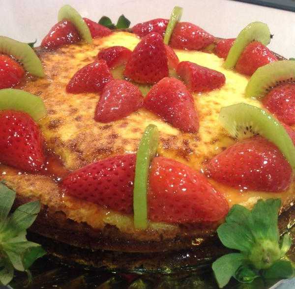 Tarta de queso con fresas
