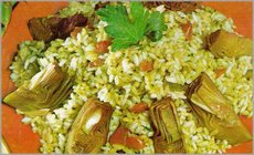 Arroz con alcachofas