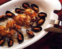 Sepiolas con mejillones